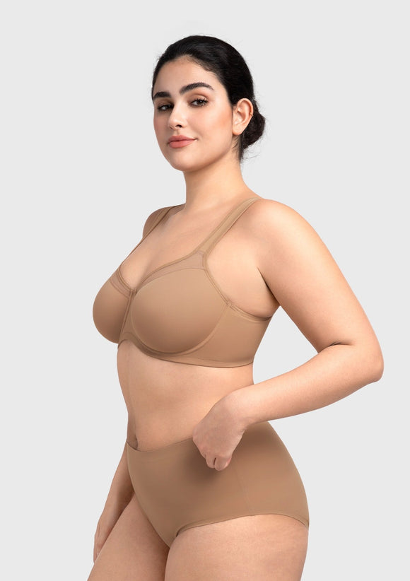 Braveaf Alina Full Coverage Underwire Bra Plus Size Supportive Unlined Adjustable Strap Comfort Fit T-Shirt Style