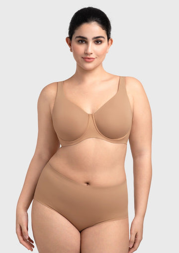 Braveaf Esme Minimizer Bras for Women Plus Size Full Coverage No Padding Unlined T Shirt Bra Seamless Underwire Cool Comfort Daily Bras