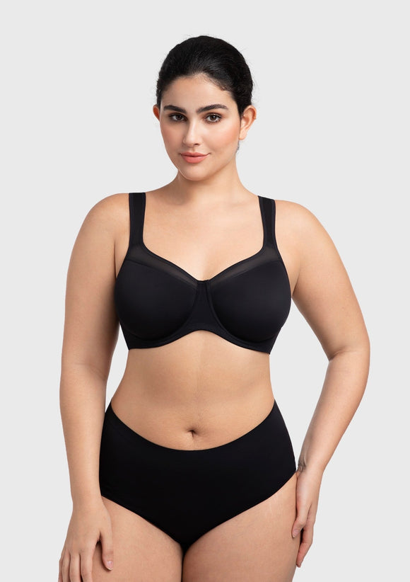 Braveaf Alina Full Coverage Underwire Bra Plus Size Supportive Unlined Adjustable Strap Comfort Fit T-Shirt Style