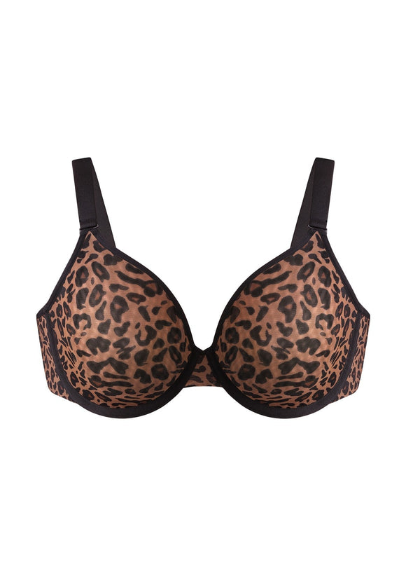 Braveaf Leopard wild Unlined Plus Size Breathable Soft Mesh No Padding Underwire Bra